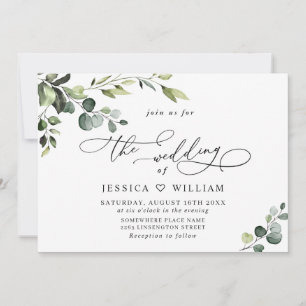 Convite Casamento Elegante Eucalyptus Watercolor Greenery
