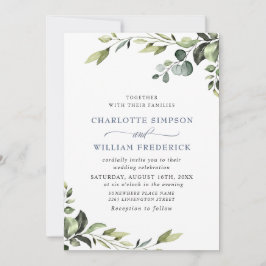 Convite Casamento Elegante Eucalyptus Watercolor Greenery