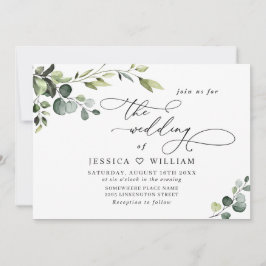 Convite Casamento Elegante Eucalyptus Watercolor Greenery