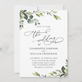Convite Casamento Elegante Eucalyptus Watercolor Greenery