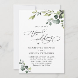 Convite Casamento Elegante Eucalyptus Watercolor Greenery