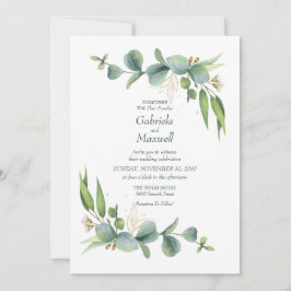 Convite Casamento Elegante Eucalyptus White e Greenery