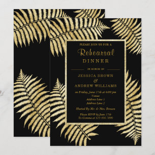 Convite Casamento Elegante Faux Folha de Ouro Bracken