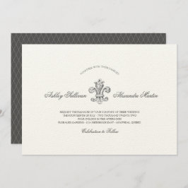 Convite Casamento Elegante Fleur de Lis com RSVP