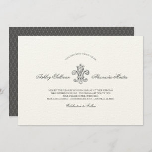 Convite Casamento Elegante Fleur de Lis com RSVP