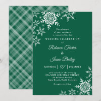 Casamento Elegante Flocos de Neve Xadrez Verde Caç