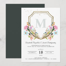 Convite Casamento Elegante Flor Silvestre Rústica Crista d