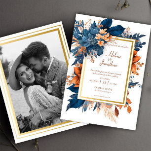 Convite Casamento Elegante Floral de Cloridura Russa Moder