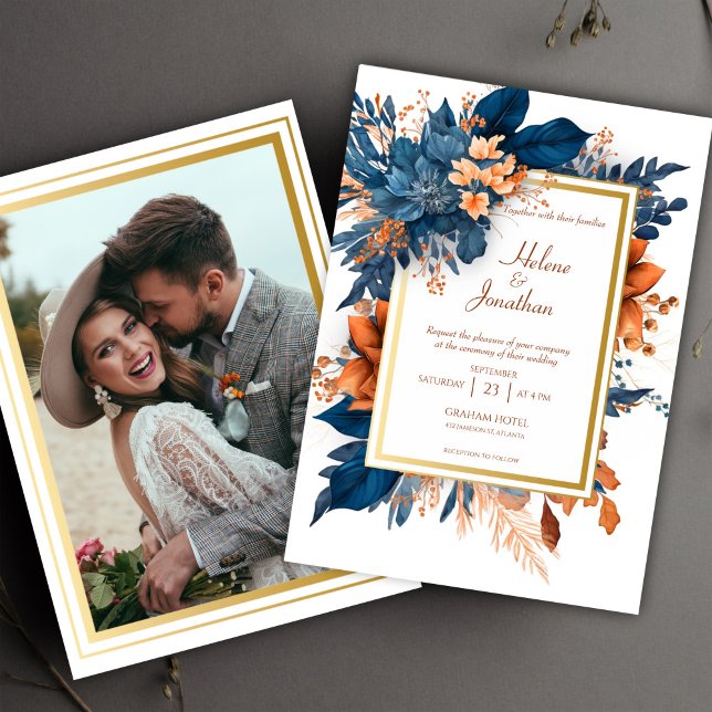 Convite Casamento Elegante Floral de Cor Biológica Botânic (Chic Botanical Watercolor Floral Elegant Wedding Invitation)