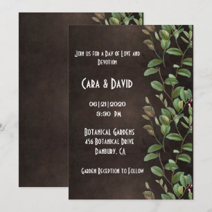 Convite Casamento Elegante Floral de Greenery Castanho Bot