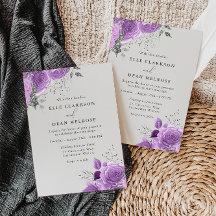 Casamento Elegante Floral de lavanda Roxo e Prata