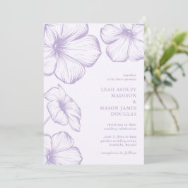 Convite Casamento Elegante Floral de Leah Lilac