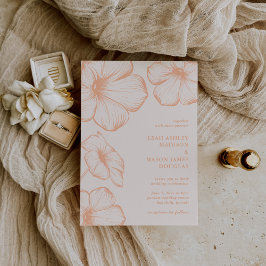 Convite Casamento Elegante Floral de Leah Peach