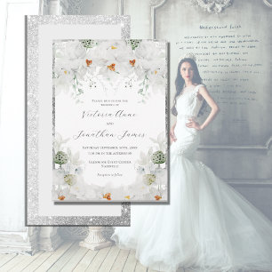 Convite Casamento Elegante Floral de Lillies Brancos
