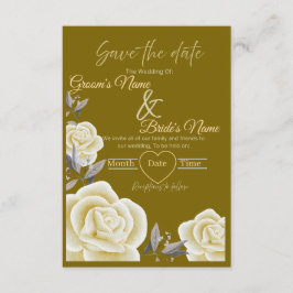 Convite Casamento Elegante Floral Dourado "Salve a Data"