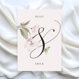 Convite Casamento elegante floral estético rosa suave