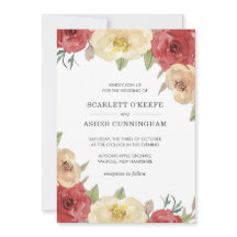 Casamento Elegante Floral Vermelho Simples