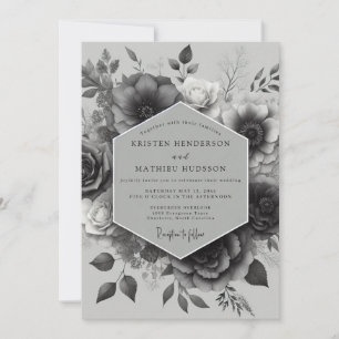 Convite Casamento Elegante Florir Noir