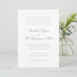 Convite Casamento Elegante Formal Azul Tradicional