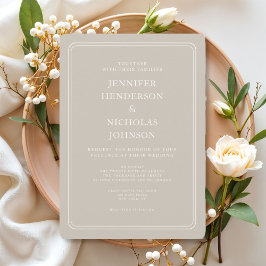 Convite Casamento Elegante Formal Bege