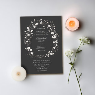 Convite Casamento Elegante Formal Branco Negro
