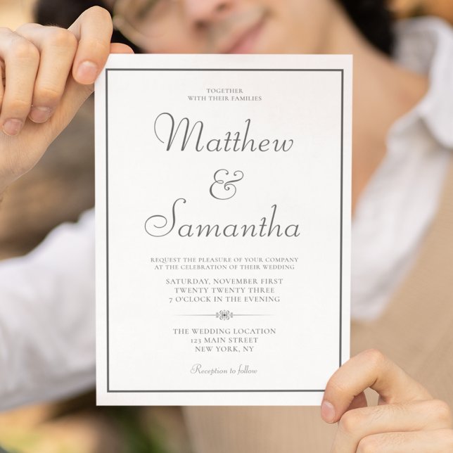 Convite Casamento Elegante Formal Clássico (Classic Formal Elegant Wedding Invitation
)