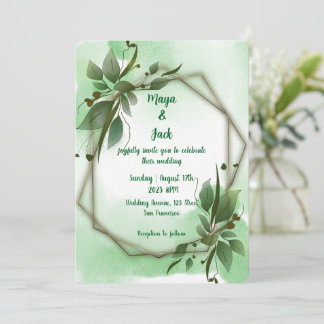 Convite Casamento Elegante Greenery