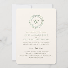 Convite Casamento Elegante Greenery Wreath Watercolor