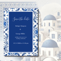 Casamento Elegante Grego Azul e Branco Salvar a Da