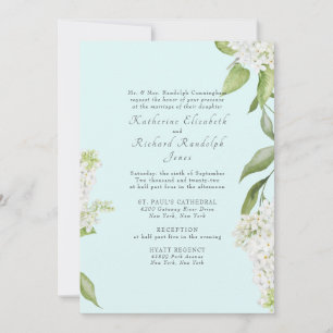 Convite Casamento Elegante Hydrangea White Seafoam II