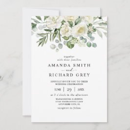 Convite Casamento Elegante Ivory Floral & Greenery Eucalyp