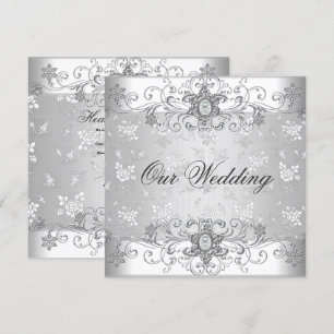 Convite Casamento Elegante Jóia de Diamante Branco Prata R