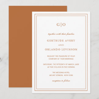 Convite Casamento Elegante Laranja Clássico Pumpkin