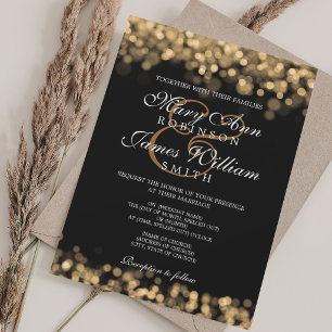 Convite Casamento Elegante Luzes Douradas Glam