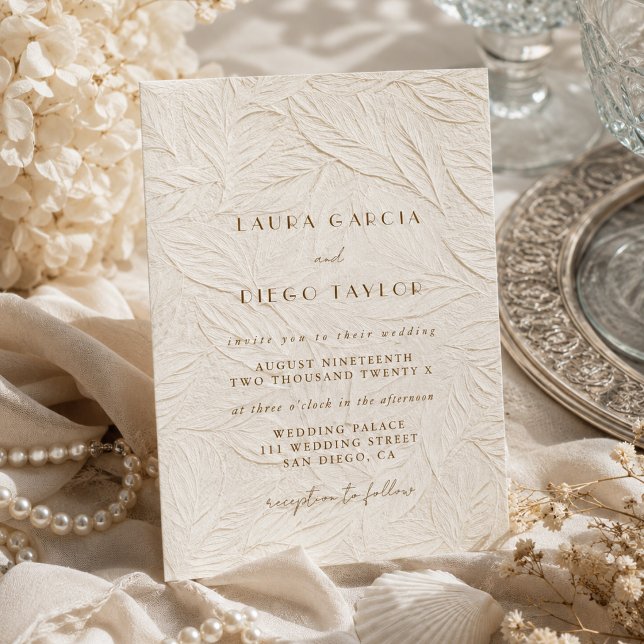Convite Casamento Elegante Marfim (Criador carregado)