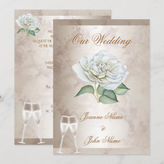 Convite Casamento Elegante Mármore Rosa Creme Branco Champ