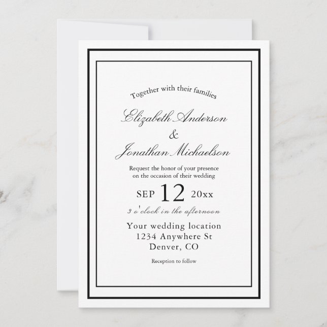 Convite Casamento Elegante Minimalista (Frente)