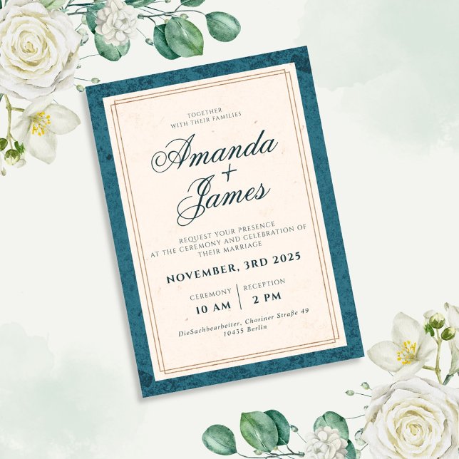 Convite Casamento Elegante Minimalista Azul (Criador carregado)