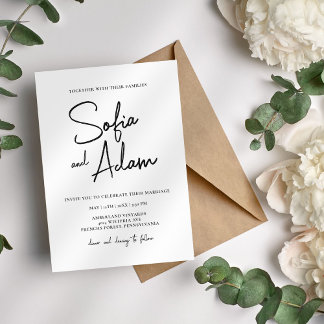Convite Casamento Elegante Minimalista Branco