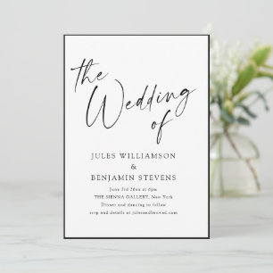 Convite Casamento Elegante Minimalista com Borda Preta e B