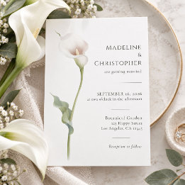Convite Casamento Elegante Minimalista com Lírio Branco