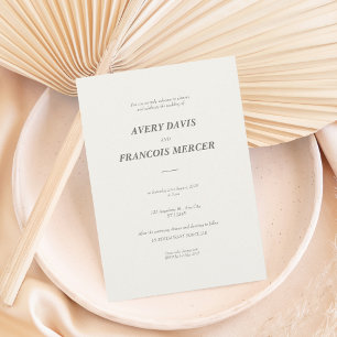 Convite Casamento Elegante Minimalista de Beige
