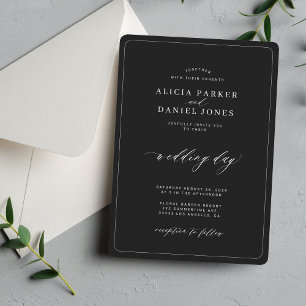 Convite Casamento elegante minimalista em preto e branco