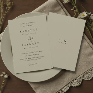 Convite Casamento Elegante Minimalista Moderno Bege