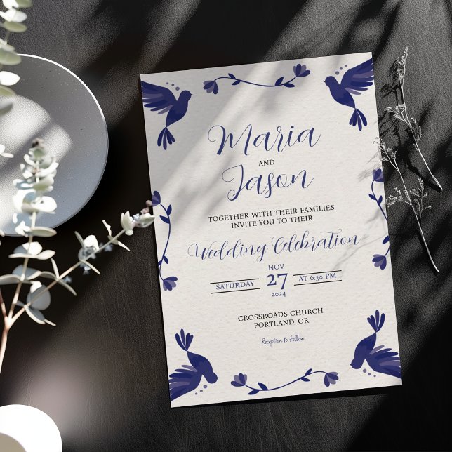 Convite Casamento Elegante Minimalista Roxo do Indigo Mexi (Mexican Indigo Purple Minimalist Elegant Wedding Invitation)