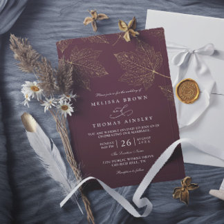 Convite Casamento Elegante Minimalista Rústico Dourado de 