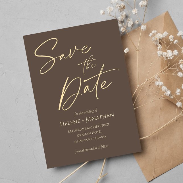 Convite Casamento Elegante Mínimo Clássico Salvar a Data (Classic Minimal Elegant Wedding Save The Date Invitation)