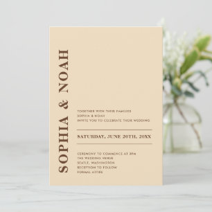 Convite Casamento Elegante Mínimo de Beige Moderno