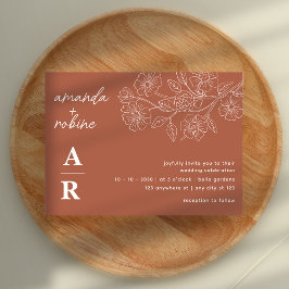 Convite Casamento Elegante Modern Teracota