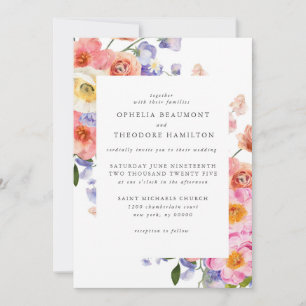 Convite Casamento Elegante Moderno Botânico Brilhante